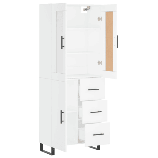 Armário alto - Bufete - Móvel de apoio 69,5x34x180 cm derivados de madeira branco pt726 Armário alto - Bufete - Móvel de apoio 69,5x34x180 cm derivados de madeira branco pt726