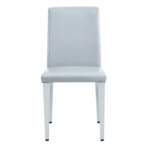 Cadeiras de sala de jantar 2 unidades - design minimalista, estofadas em PU cinza claro com pernas metálicas prateadas - Cinza claro e Prateado