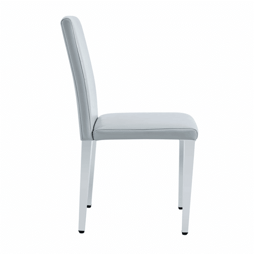 Cadeiras de sala de jantar 2 unidades - design minimalista, estofadas em PU cinza claro com pernas metálicas prateadas - Cinza claro e Prateado
