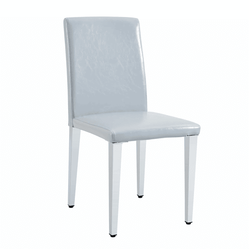 Cadeiras de sala de jantar 2 unidades - design minimalista, estofadas em PU cinza claro com pernas metálicas prateadas - Cinza claro e Prateado
