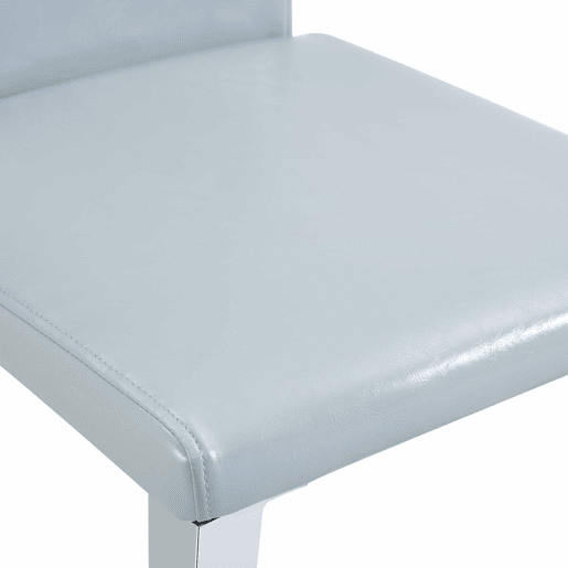 Cadeiras de sala de jantar 2 unidades - design minimalista, estofadas em PU cinza claro com pernas metálicas prateadas - Cinza claro e Prateado