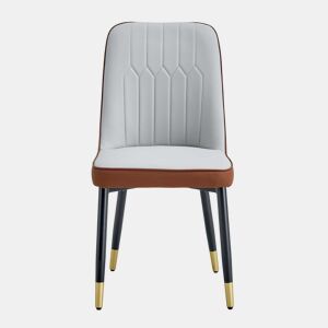 Cadeiras de sala de jantar 2 unidades - modernas e simples com encosto em PU - cor combinada - cinza claro + castanho