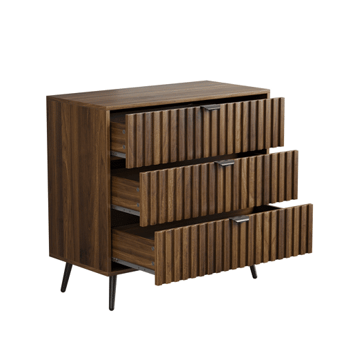 Cômoda com 3 gavetas - Moderna, armazenamento multifuncional - Nogueira Cômoda com 3 gavetas - Moderna, armazenamento multifuncional - Nogueira