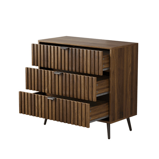 Cômoda com 3 gavetas - Moderna, armazenamento multifuncional - Nogueira Cômoda com 3 gavetas - Moderna, armazenamento multifuncional - Nogueira