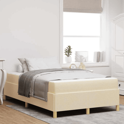 Estrutura da Cama de casal moderno com colchão - Creme 120 x 200 cm tecido