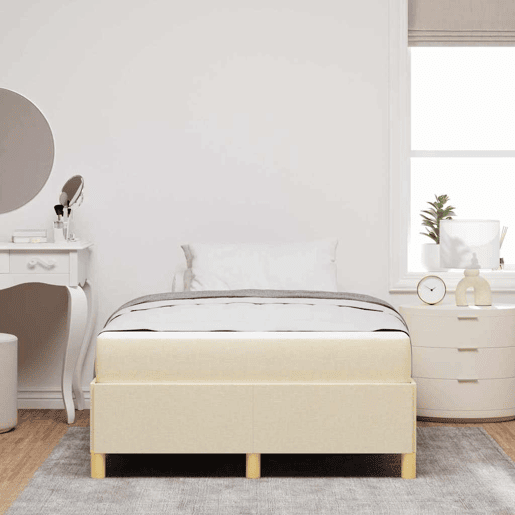 Estrutura da Cama de casal moderno com colchão - Creme 120 x 200 cm tecido