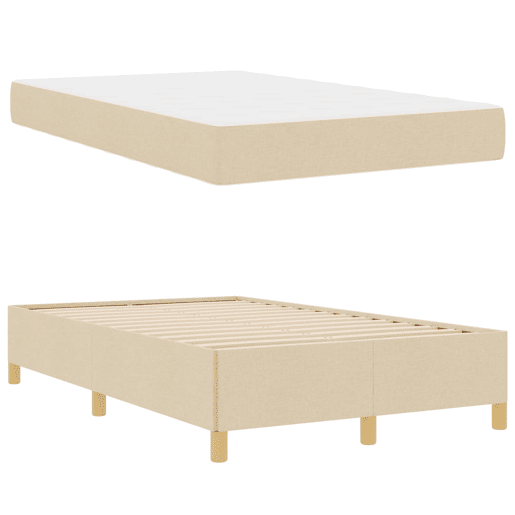 Estrutura da Cama de casal moderno com colchão - Creme 120 x 200 cm tecido