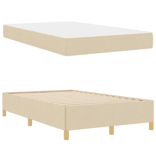 Estrutura da Cama de casal moderno com colchão - Creme 120 x 200 cm tecido