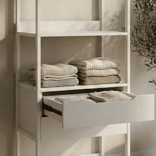 Bengaleiro de pé Jässaatka 1 varão 2 gavetas 4 prateleiras aço 200x61x40 cm Cinzento en.casa