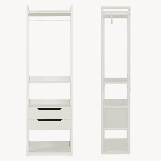 Bengaleiro de pé Jässaatka 1 varão 2 gavetas 4 prateleiras aço 200x61x40 cm Cinzento en.casa