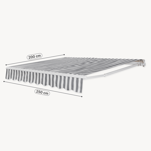 Toldo de braço rebatível Bitonto alumínio 250x200 cm cinzentobranco en.casa