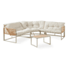 Conjunto de mobiliário de jardim Karg mesa + sofá Bege Rotim casa.pro