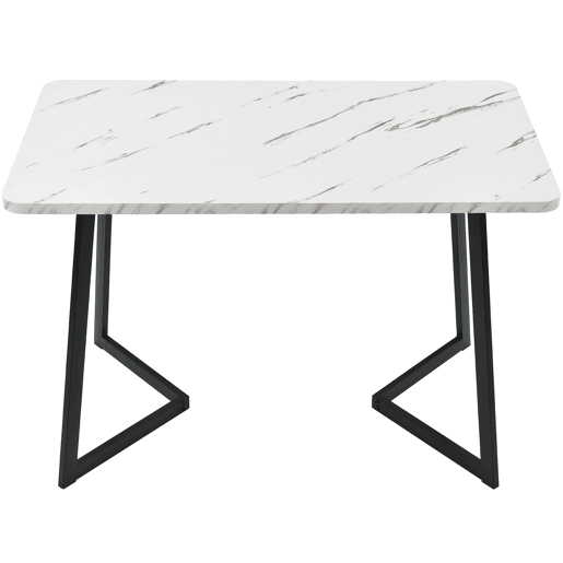 Mesa de jantar - tampo em mármore - pés em metal preto - 117x68cm - Preto e branco