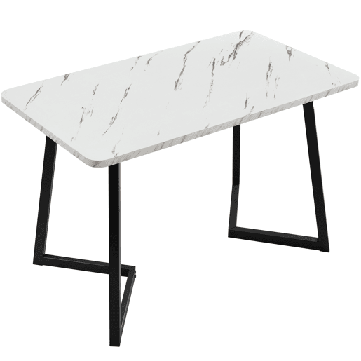 Mesa de jantar - tampo em mármore - pés em metal preto - 117x68cm - Preto e branco