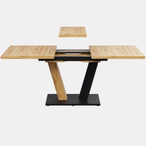 Mesa extensível 120160 x 80 x 76 cm - Mesa de cozinha e sala com pernas em forma de asa - Cor madeira