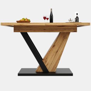 Mesa extensível 120u2013160 x 75 x 75,5 cm - Mesa de cozinha e sala de jantar - Com veios de madeira - Cor madeira