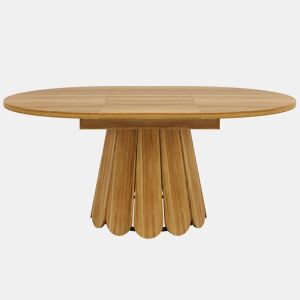 Mesa extensível redonda 118-158 cm - Para até 6 pessoas - Madeira - Castanho