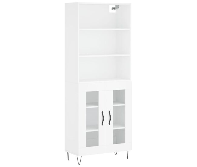 Aparador alto - mueble de almacenamiento madera contrachapada blanco 69,5x34x180 cm es625