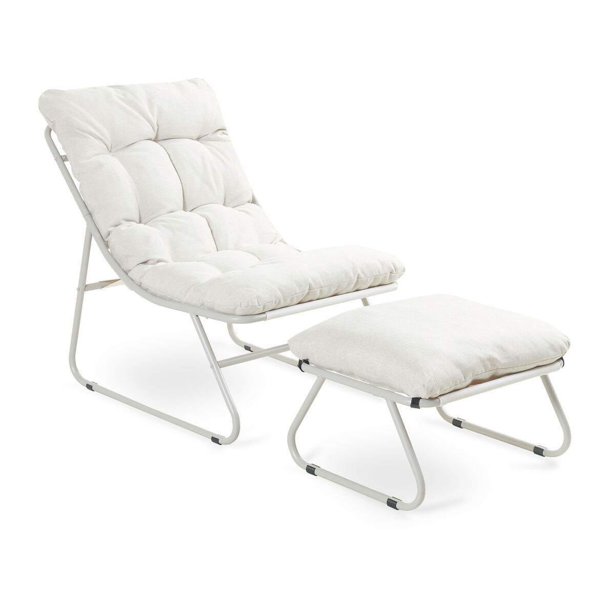 Conjunto de muebles de jardín malmö sillón con reposapiés beige [casa.pro]