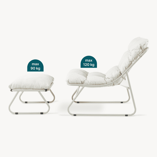 Conjunto de mobiliário de jardim Malmö Cadeirão + banco de pés Bege casa.pro