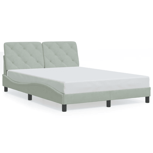Estrutura de Cama de casal moderno com LED sem colchão 120x200 cm veludo cinzento-claro