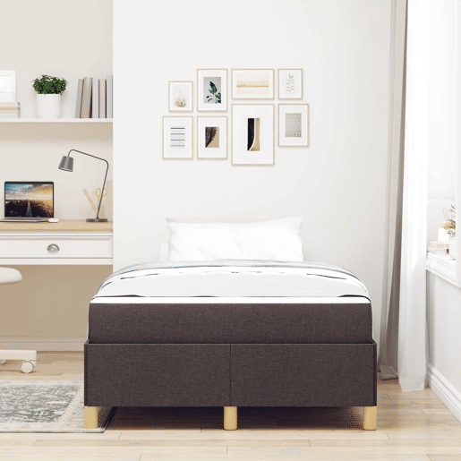 Estrutura da Cama de casal moderno com colchão Marrom Escuro 120 x 200 cm tecido