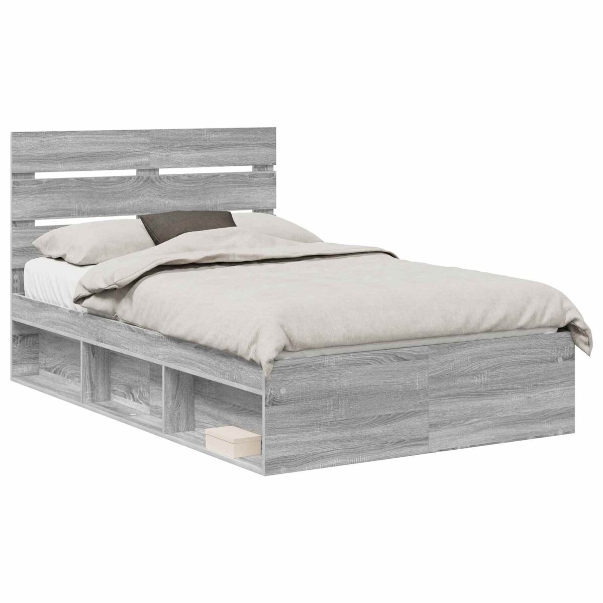 Estructura de cama 123x206 Roble/ Gris