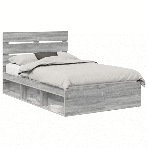 Estrutura da Cama de casal simple com cabeceira Cinza Sonoma 120 x 200 cm