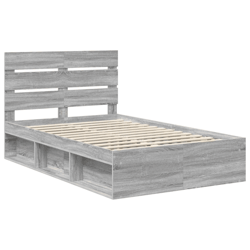 Estrutura da Cama de casal simple com cabeceira Cinza Sonoma 120 x 200 cm