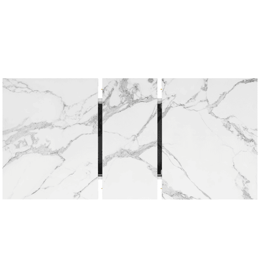 Mesa extensível 120 (160) x 80 cm - Mesa de cozinha, mesa de pequeno-almoço, pernas em forma de estrela, pernas em ferro preto, superfície em imitação de mármorenoz - Branca
