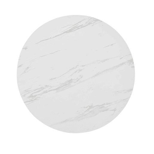 Mesa redonda - Mesa de jantar com base metálica única, design moderno com padrão marmorizado - Branco