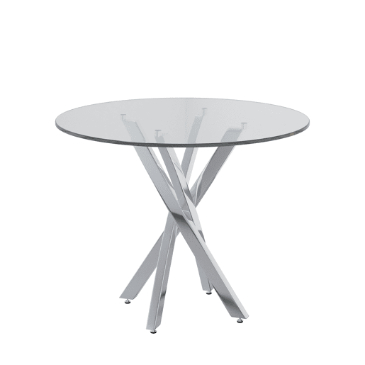 Mesa redonda 80x80x75 - Mesa de jantar com vidro temperado e pernas galvanizadas - Prata Mesa redonda 80x80x75 - Mesa de jantar com vidro temperado e pernas galvanizadas - Prata