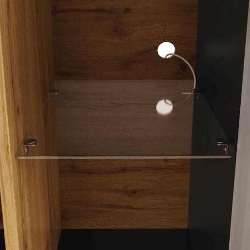 Mesa extensível 110-140x80 cm - Telescópica, com LED e arrumação - Preto + Natural