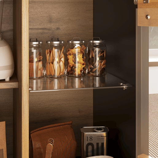Mesa extensível 110-140x80 cm - Telescópica, com LED e arrumação - Preto + Natural