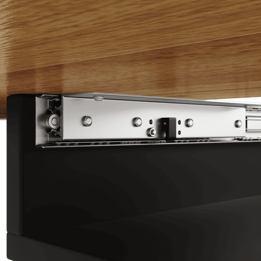 Mesa extensível 110-140x80 cm - Telescópica, com LED e arrumação - Preto + Natural