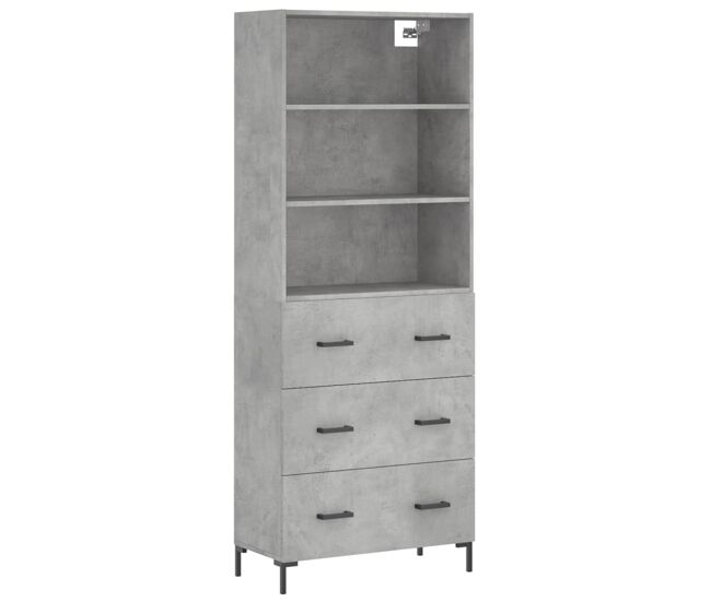 Aparador alto - mueble de almacenamiento madera contrachapada gris hormigón 69,5x34x180 cm es868