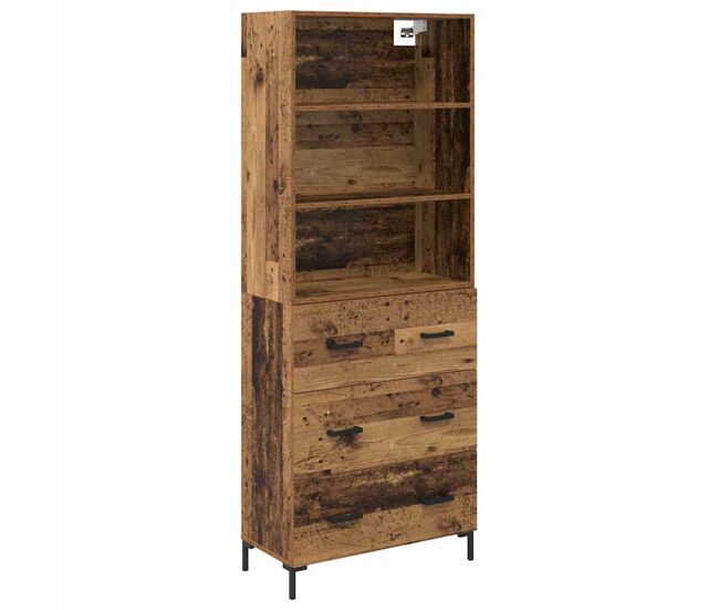 Aparador alto - mueble de almacenamiento con cajón madera vieja 69,5 x 34 x 180 cm es409