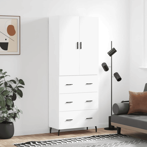 Armário alto - Bufete - Móvel de apoio 69,5x34x180 cm derivados de madeira branco pt655 Armário alto - Bufete - Móvel de apoio 69,5x34x180 cm derivados de madeira branco pt655