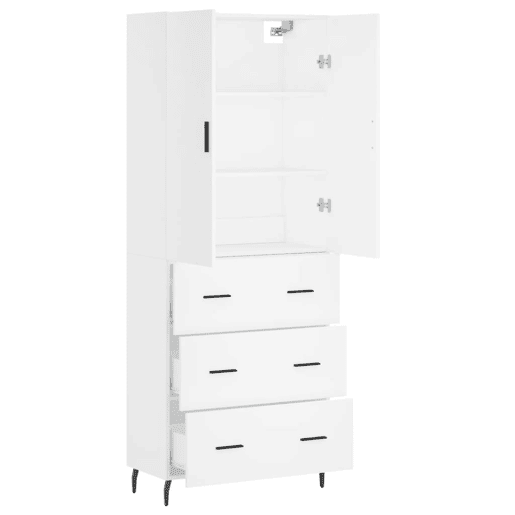 Armário alto - Bufete - Móvel de apoio 69,5x34x180 cm derivados de madeira branco pt655 Armário alto - Bufete - Móvel de apoio 69,5x34x180 cm derivados de madeira branco pt655