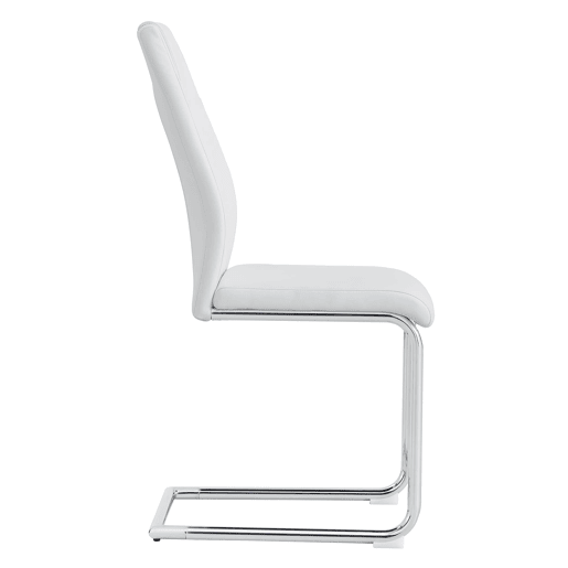 Cadeiras de sala de jantar 4 unidades - Estilo escandinavo, PU, encosto em malha, pernas metálicas antiderrapantes - Branco+Prata