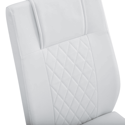Cadeiras de sala de jantar 4 unidades - Estilo escandinavo, PU, encosto em malha, pernas metálicas antiderrapantes - Branco+Prata