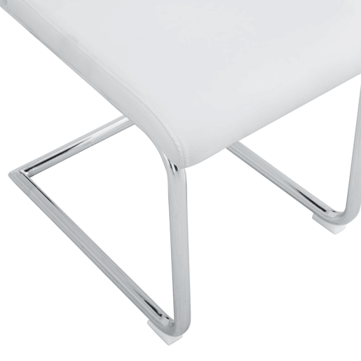 Cadeiras de sala de jantar 4 unidades - Estilo escandinavo, PU, encosto em malha, pernas metálicas antiderrapantes - Branco+Prata
