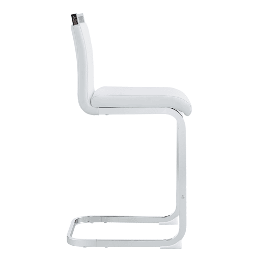 Conjunto de 2 bancos de bar 96,5 cm - estilo nórdico, couro sintético branco, pernas metálicas prateadas