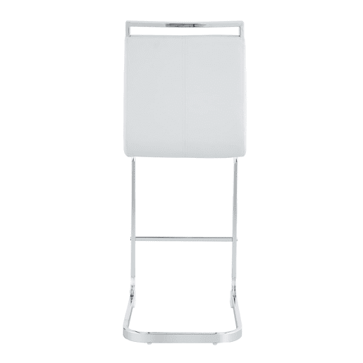 Conjunto de 2 bancos de bar 96,5 cm - estilo nórdico, couro sintético branco, pernas metálicas prateadas