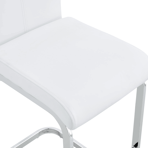 Conjunto de 2 bancos de bar 96,5 cm - estilo nórdico, couro sintético branco, pernas metálicas prateadas