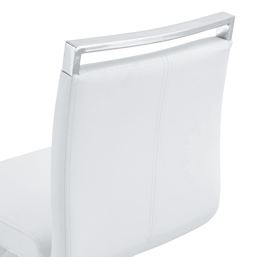 Conjunto de 2 bancos de bar 96,5 cm - estilo nórdico, couro sintético branco, pernas metálicas prateadas