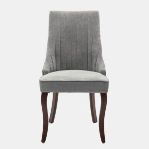 Cadeira de sala de jantar 2 unidades - Estofamento em linho cinza, pernas curvas em madeira, design confortável - Cinza