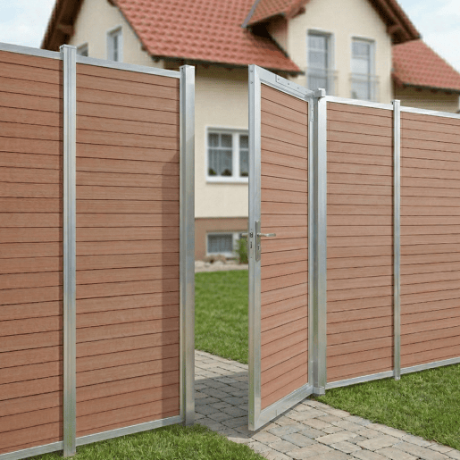 Portão de jardim Segovia 180x90 cm com chaves WPC Castanho neu.holz