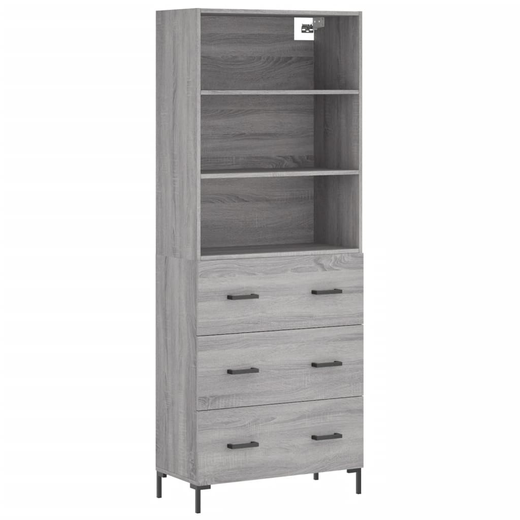 Aparador alto - Mueble de almacenamiento 69 Roble/ Gris