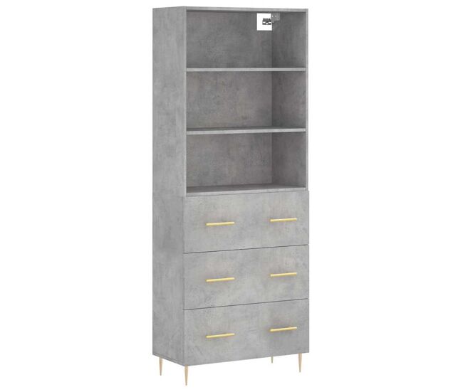 Aparador alto - mueble de almacenamiento madera contrachapada gris hormigón 69,5x34x180 cm es867